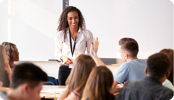 A teacher leading a classroom discussion